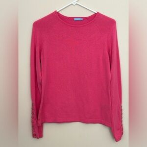 J Mclaughlin Womens Jamey Sweater Top XS Fuchsia Long Sleeve Knit Cotton Button